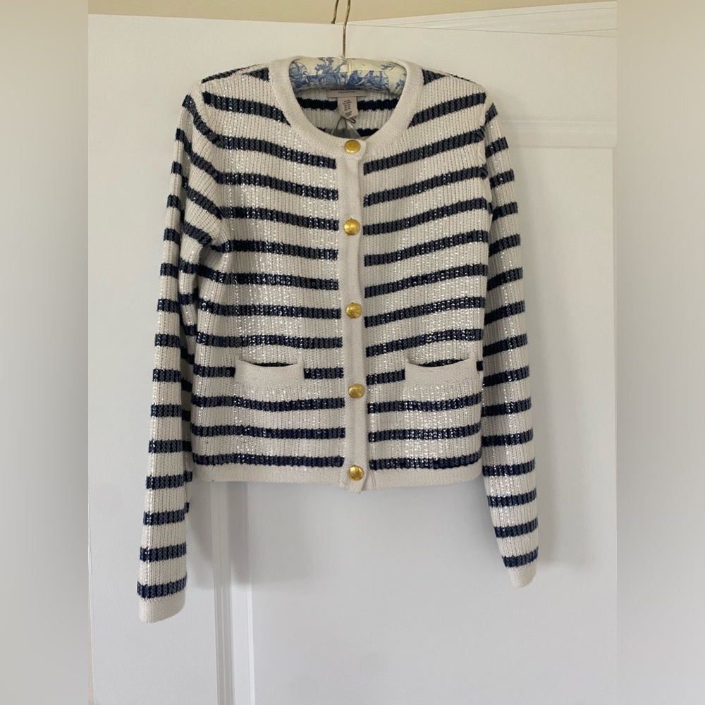 Martha Stewart Collection Emilie Stripe Sequin Lady Jacket XS